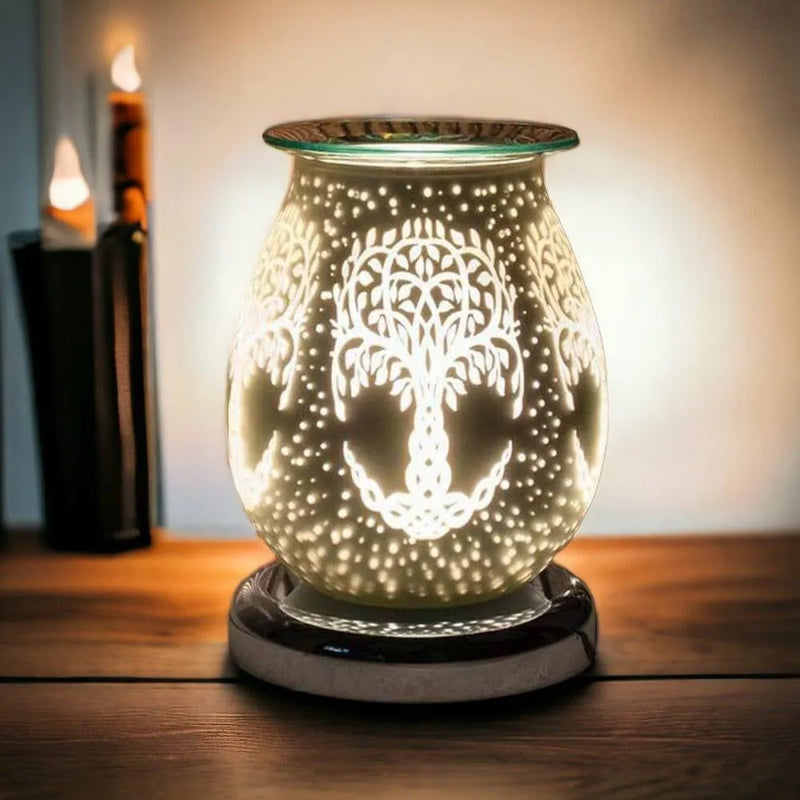 tooltime oil warmer Tree Of Life Aroma Touch Lamp Wax Tart Warmer Oil Burner Diffuser White Satin