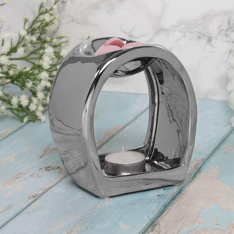 tooltime oil warmer Wax Oil Warmer Tea Light Holder Silver Round Orb - 2 Pack Valentine Gift