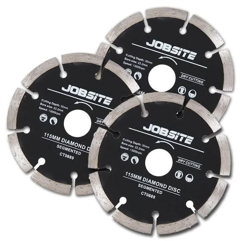 tooltime PACK OF 3 x 115mm 4.5" DIAMOND DISCS MASONRY STONE CUTTING ANGLE GRINDER BLADES