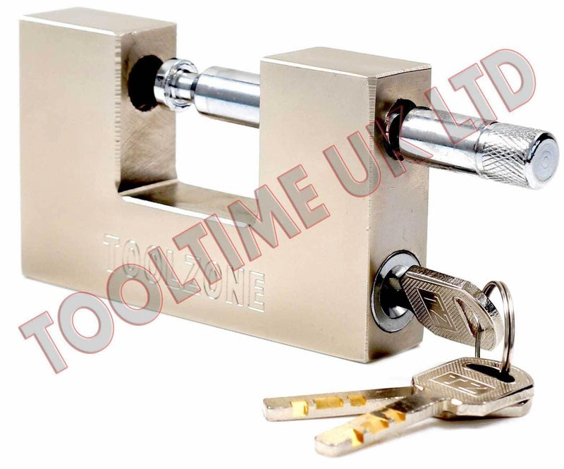 tooltime Padlock 100Mm Heavy Duty Steel Shutter Padlock + 3 Security Keys Shop Container Lock