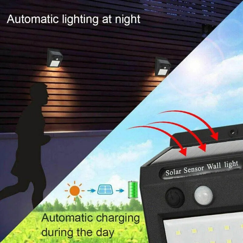 tooltime PIR Motion Sensor Security Lights Pack of 2 Solar Wall Lights 30 LED PIR Motion Sensor Security Lamps