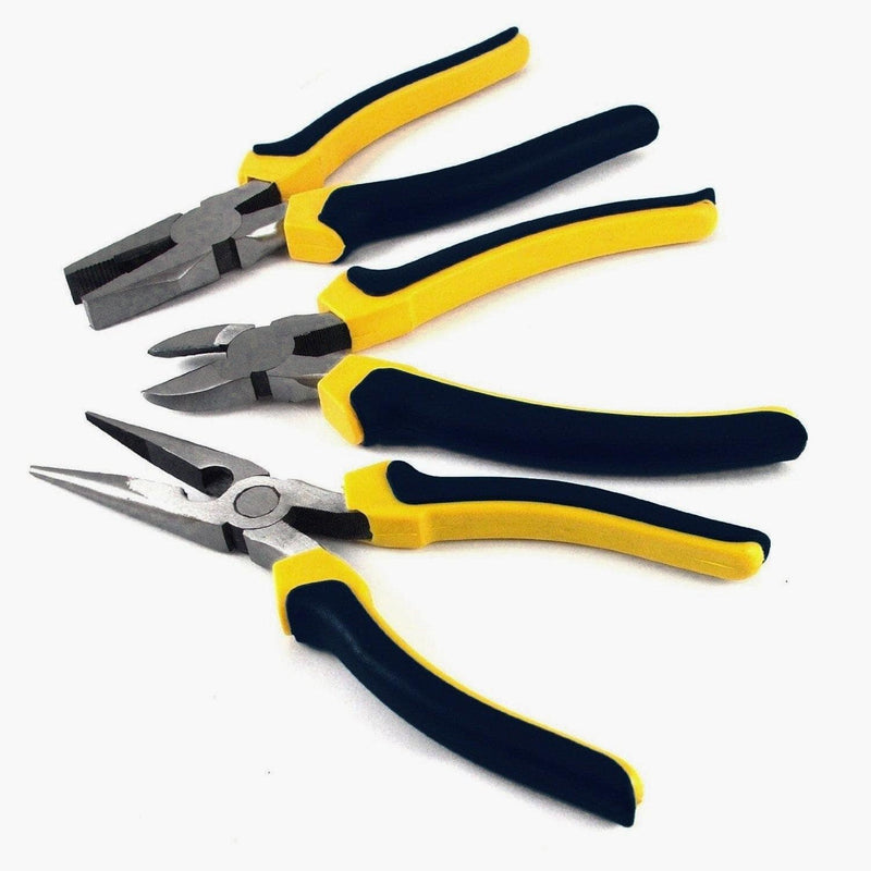 tooltime Pliers 3Pc 200Mm Plier Set - Combination, Long Nose And Side Cutting Pliers