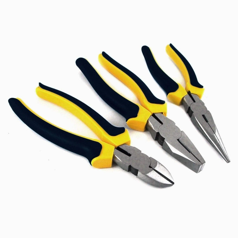 tooltime Pliers 3Pc 200Mm Plier Set - Combination, Long Nose And Side Cutting Pliers