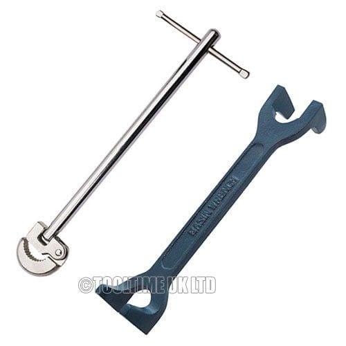 tooltime Plumbers Fixed Basin Wrench / 11" Adjustable Tap Nut Spanner Bath Sink