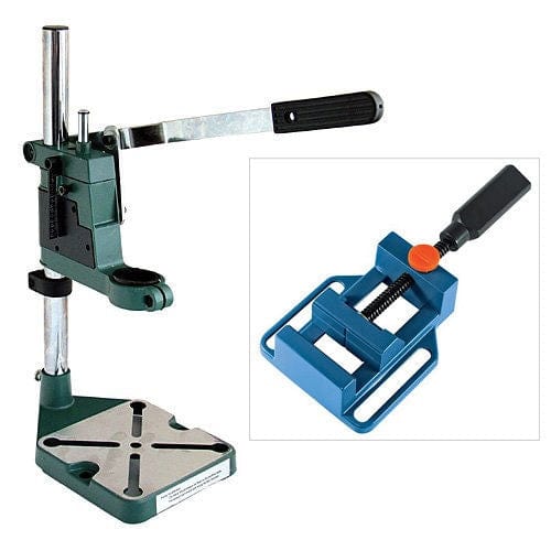 tooltime Plunge Power Drilling Stand Bench Pillar Pedestal Clamp + 65Mm Drill Press Vice