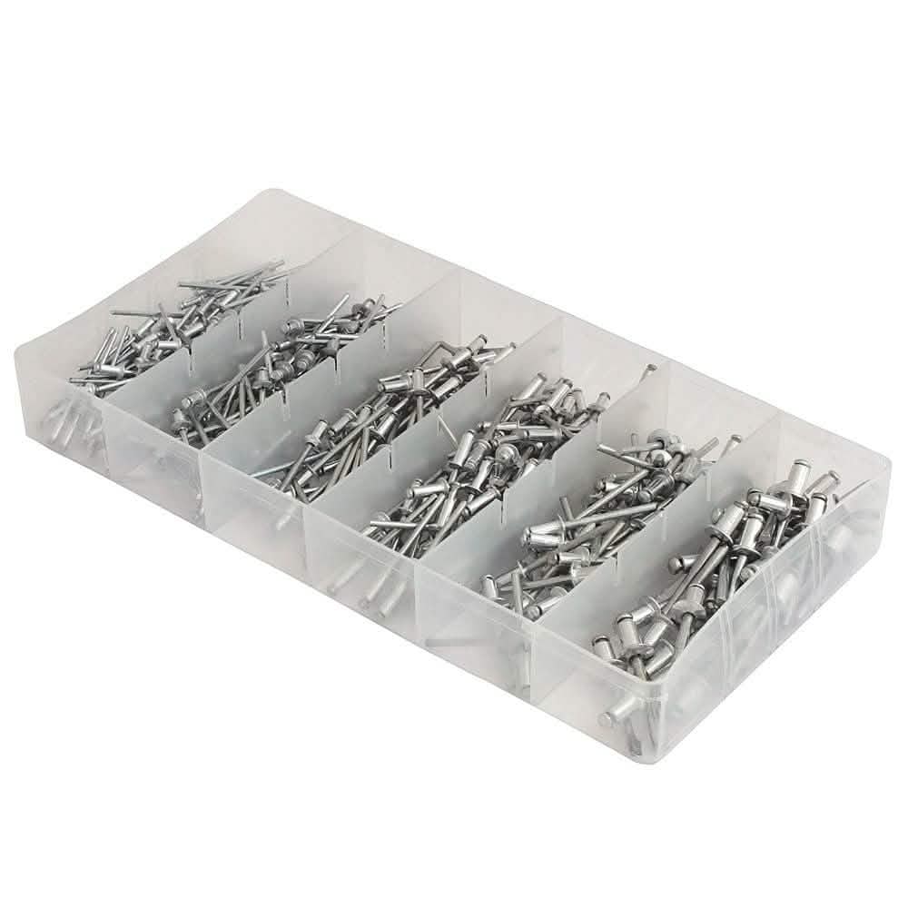 tooltime PRO TRADE HAND POP RIVETER RIVETING TOOL + 320 ASSORTED RIVETS + 4 NOZZLE HEADS