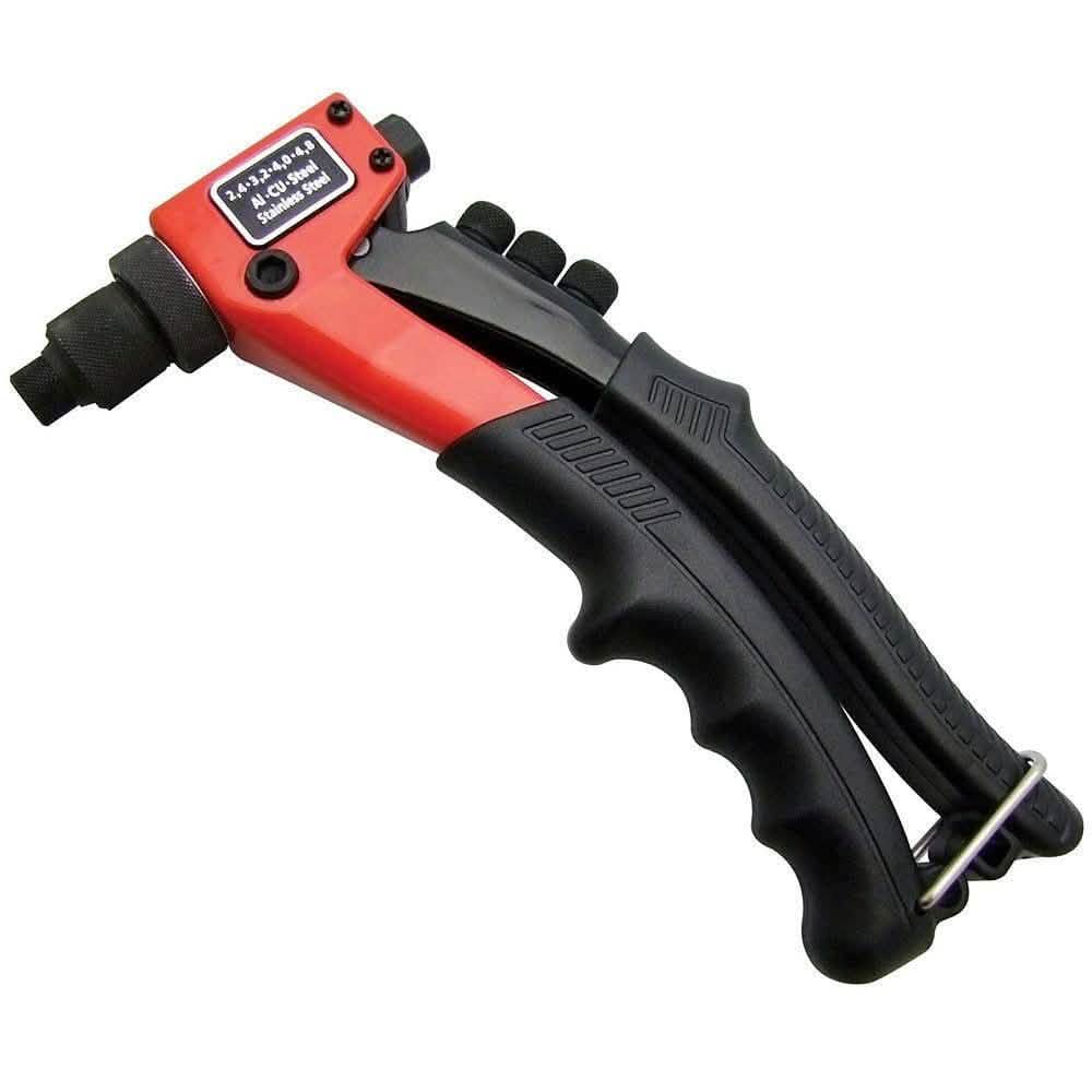 tooltime PRO TRADE HAND POP RIVETER RIVETING TOOL + 500 BLIND RIVETS + 4 NOZZLE HEADS