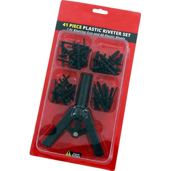 tooltime Riveting Tools Plastic Rivet Gun Garage Bodyshop Hand Riveter Tool + 40 Rivets