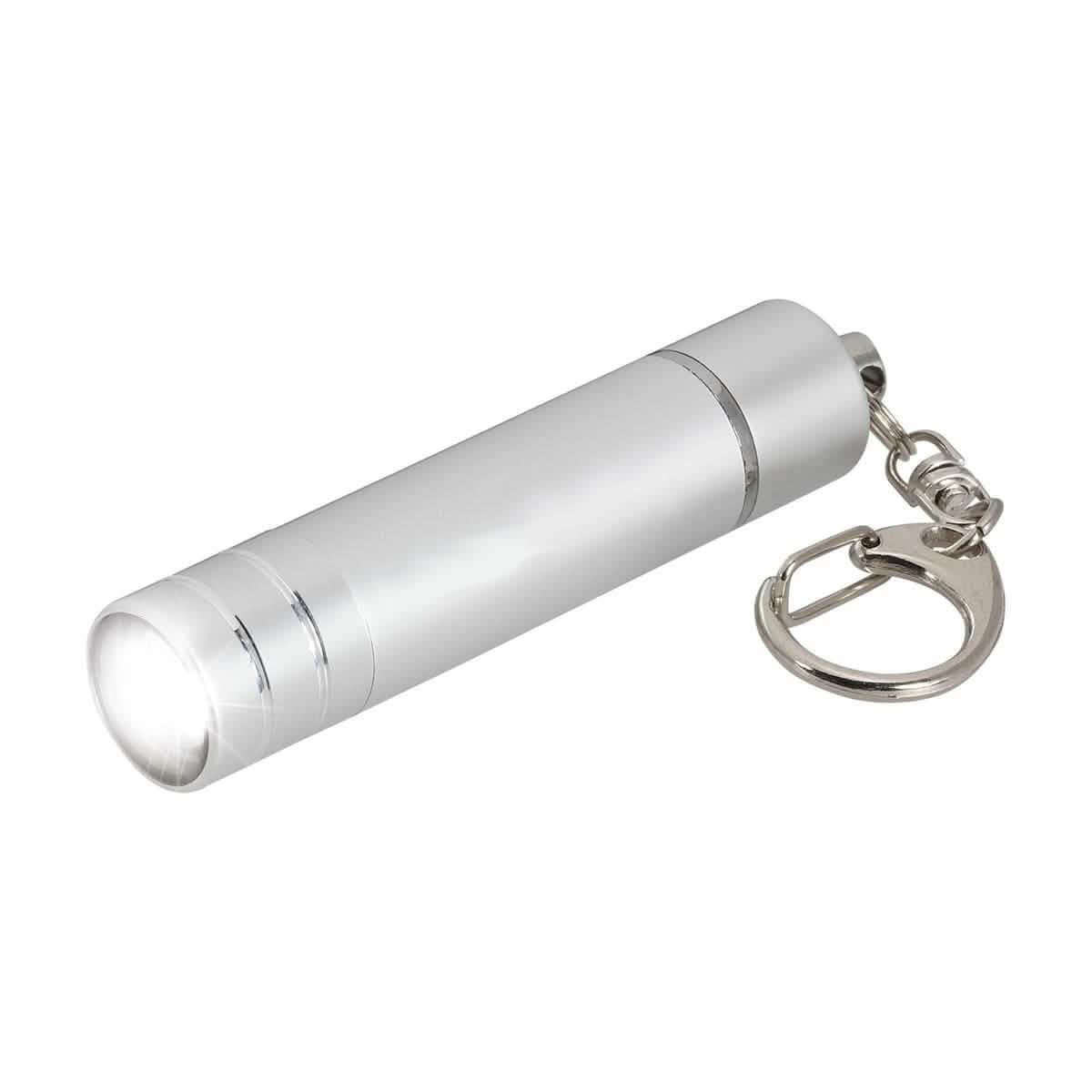 tooltime Silver Mini Keyring Torch Bright White LED Aluminium Flashlight - Batteries Not Included