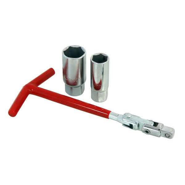tooltime Spark Plug Sockets Spark Plug Wrench Set 3pc Flexible T-Handle Removal Tool 3/8" 16 + 21mm Sockets