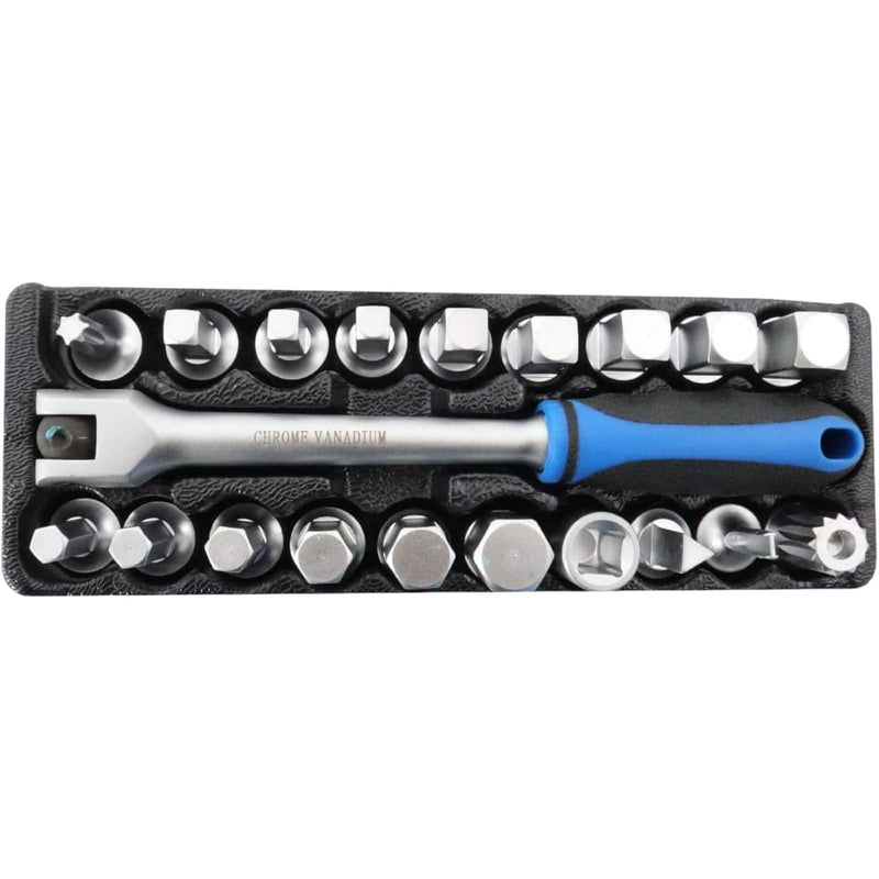 tooltime Sump Plug Key Oil Sump Plug Key Tool Automotive Car Axle Gearbox Fill Drain Set (20PC)