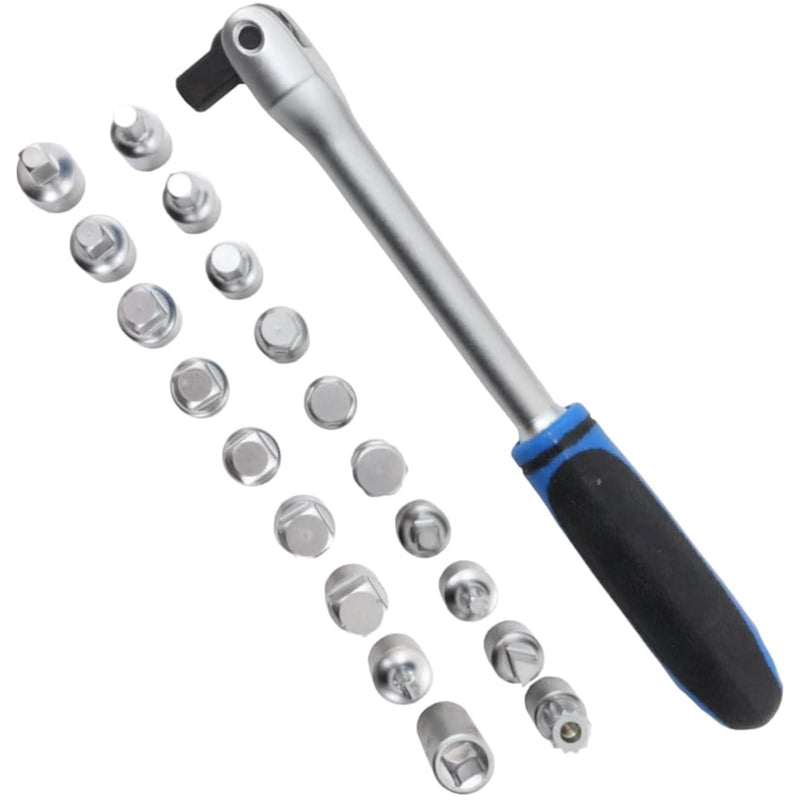 tooltime Sump Plug Key Oil Sump Plug Key Tool Automotive Car Axle Gearbox Fill Drain Set (20PC)