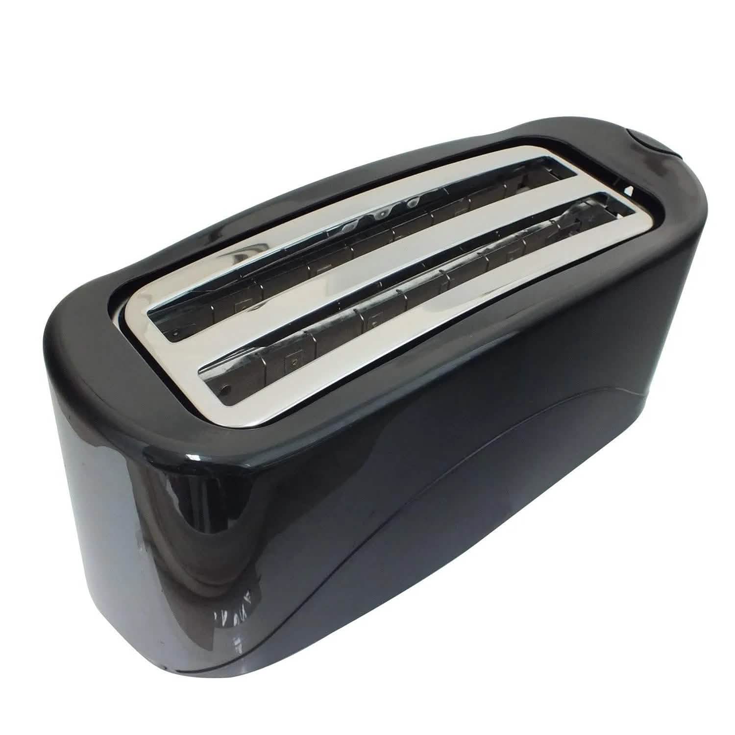tooltime Toasters Premium Black 1300W 4-Slice Cool Touch Toaster W/ Crumb Tray 7 Browning Settings