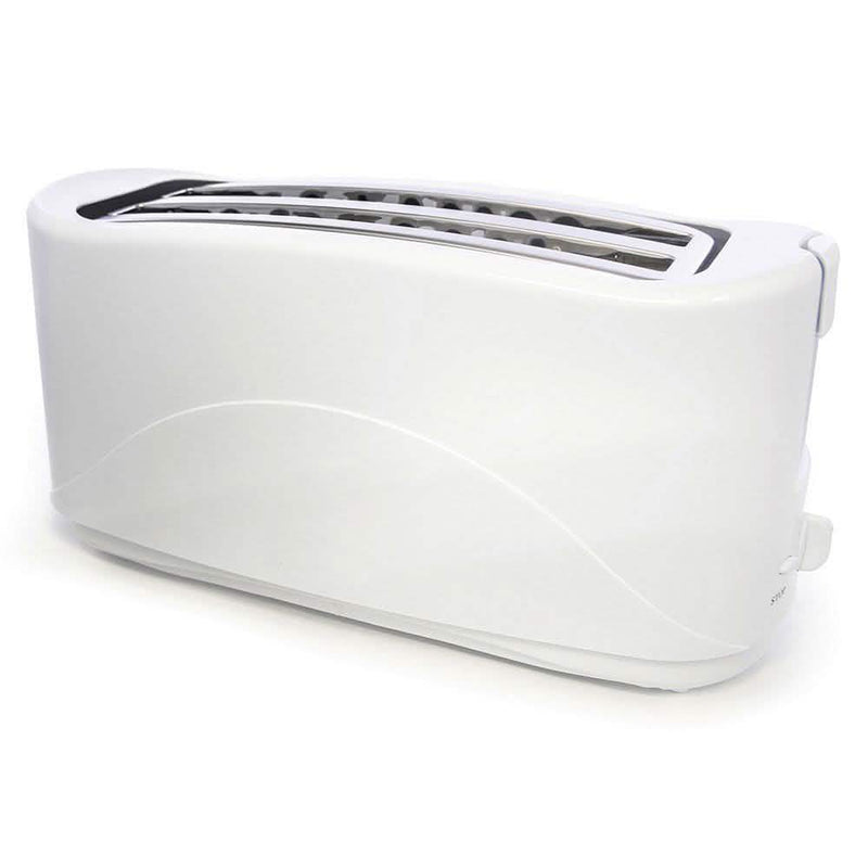 tooltime Toasters PREMIUM WHITE 1300W 4-SLICE COOL TOUCH TOASTER w/ CRUMB TRAY 7 BROWNING SETTINGS