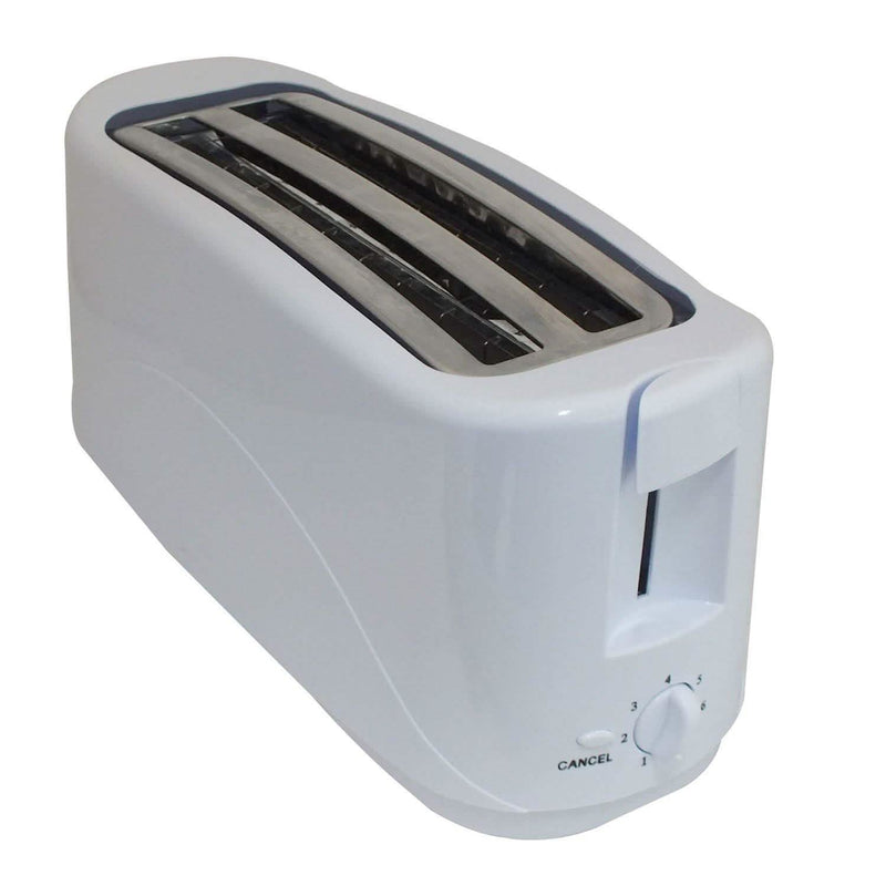 tooltime Toasters PREMIUM WHITE 1300W 4-SLICE COOL TOUCH TOASTER w/ CRUMB TRAY 7 BROWNING SETTINGS