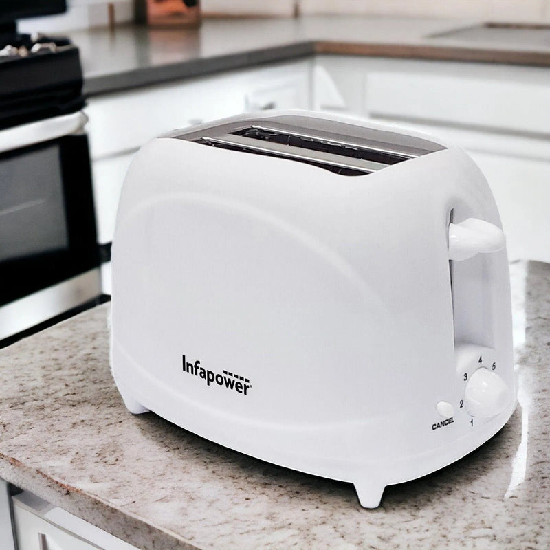 tooltime Toasters White Toaster Cool Touch 700w 2 Slice Variable Browning Defrost