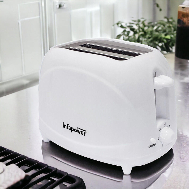 tooltime Toasters White Toaster Cool Touch 700w 2 Slice Variable Browning Defrost