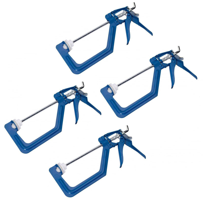 tooltime Tool Clamps & Vises 4 Pack One Handed 150Mm (6") Ratchet Clamp Quick Release Non Marking Covers