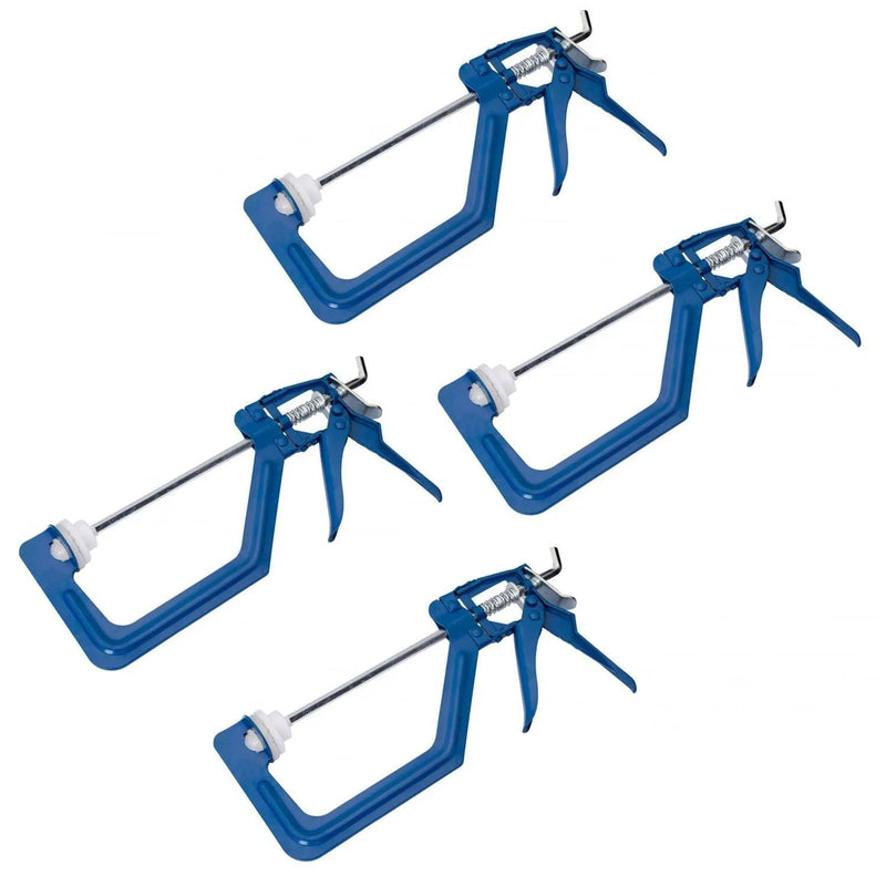 tooltime Tool Clamps & Vises 4 Pack One Handed 150Mm (6") Ratchet Clamp Quick Release Non Marking Covers