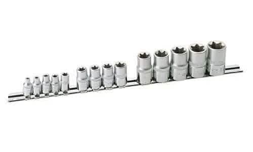 tooltime Torx Sockets 14Pc Chrome Vanadium Female Tx Star Torx Star Socket Set On Sockets Rail E4-E24