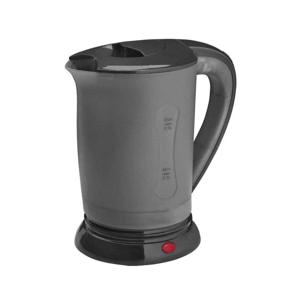 Black Travel Kettle 600 Watt 0.5 Litre With 2 Cups Dual Voltage 110V 240V