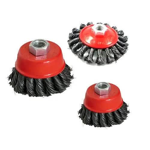 tooltime Twist Knot Wire Cup Brush 3 Pack Twist Knot Semi Flat Wire Wheel Cup Brush Set Kit - For Angle Grinder