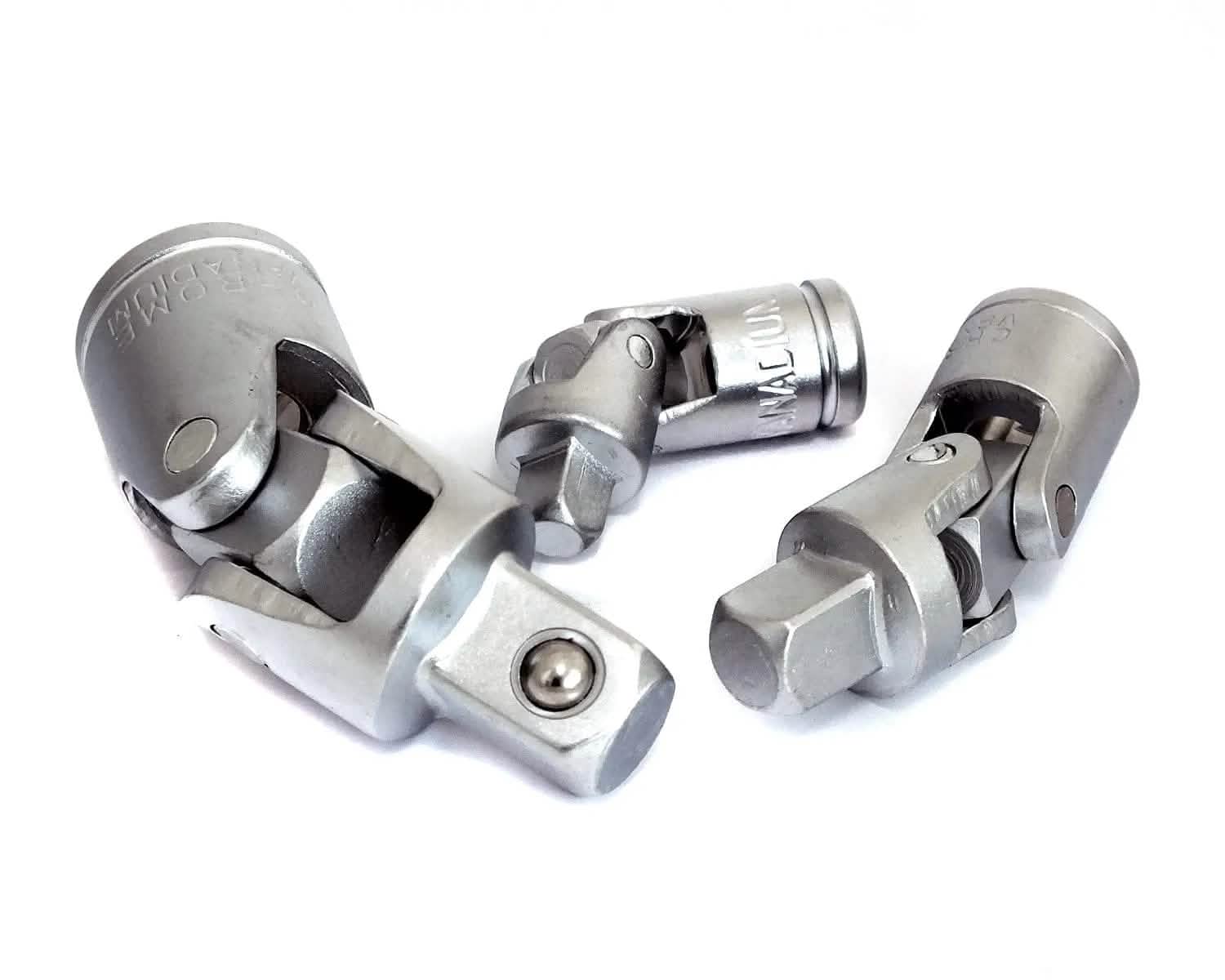 tooltime Universal Joint Socket Adapters 3 Piece Flexible Swivel Knuckles 1/4" 3/8" 1/2"