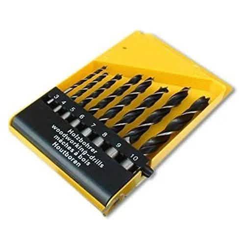 tooltime Wood Drill Bit Set Drilling Carbon Steel Round Shank 3Mm - 10Mm Bits (8Pc)