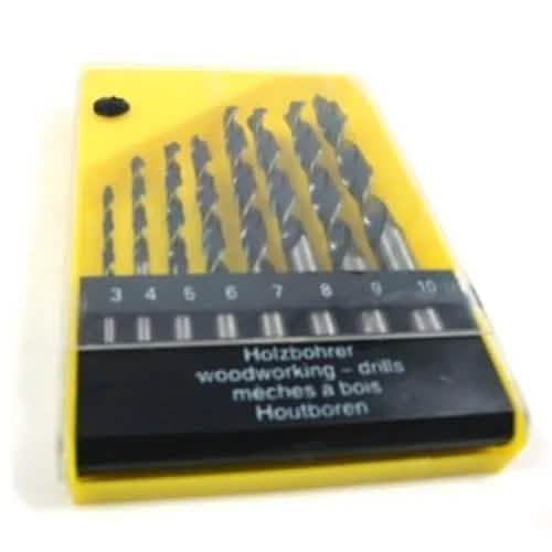 tooltime Wood Drill Bit Set Drilling Carbon Steel Round Shank 3Mm - 10Mm Bits (8Pc)