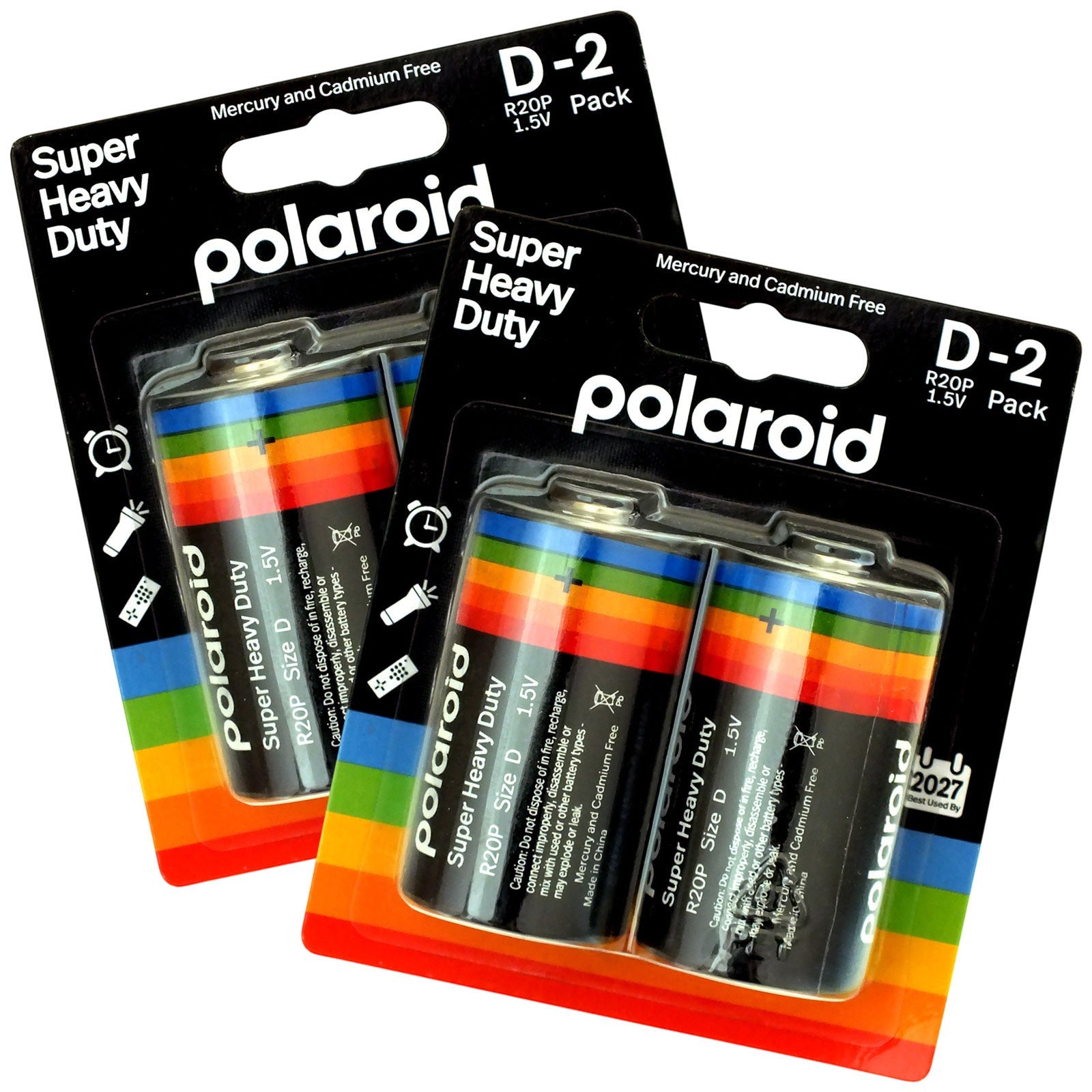 4 Pack Polaroid D Size Batteries LR20 MN1300 Heavy Duty 1.5V Alkaline Battery