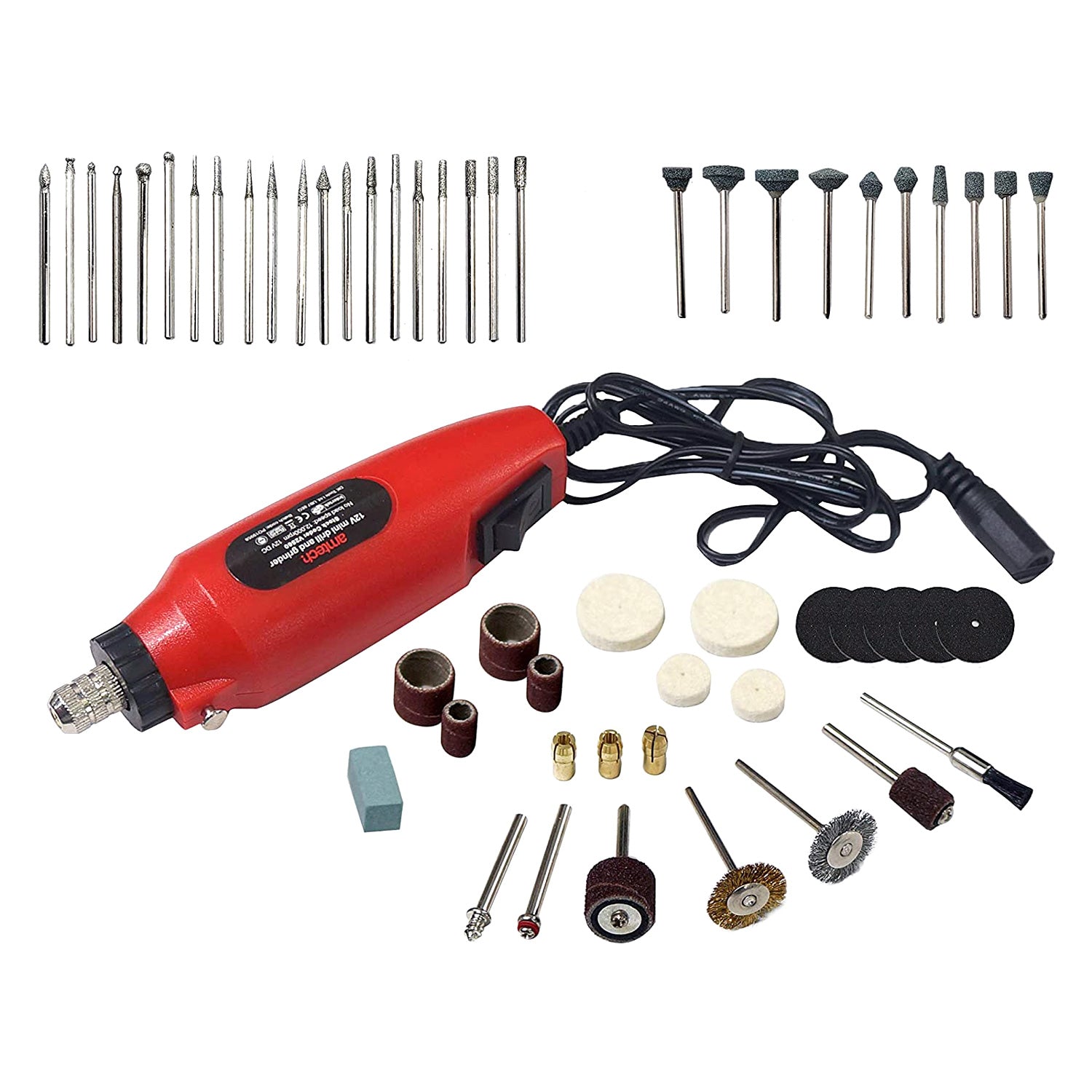 112pc Mini Rotary Hobby Drill Grinder Tool Set c/w Bits & Storage Case | 3 Year Warranty
