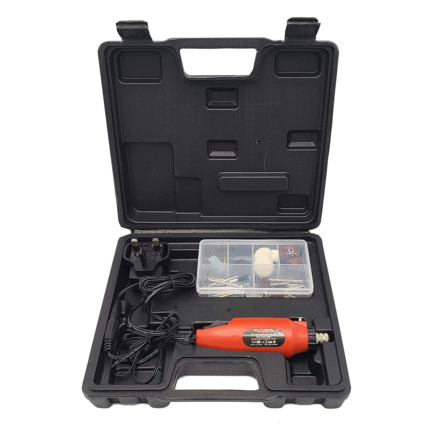112pc Mini Rotary Hobby Drill Grinder Tool Set c/w Bits & Storage Case | 3 Year Warranty