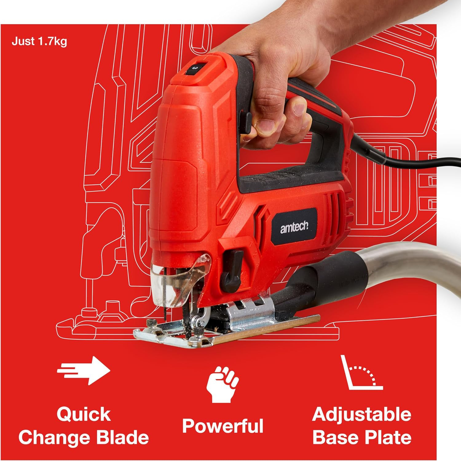 600W Electric Jigsaw plus 31pc Assorted Saw Blades | 240V Variable Speed Pendulum Action