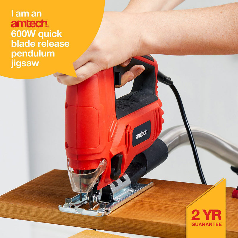 Amtech 600W Electric Jigsaw with Variable Speed Control and Pendulum Action | 2 Year Warranty