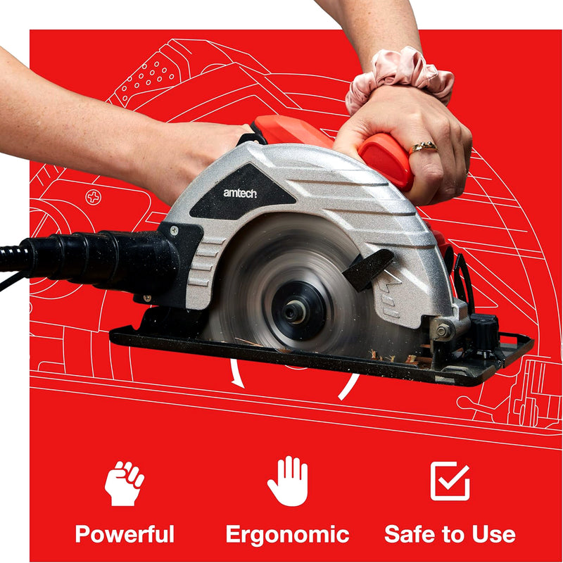 Amtech 1400W Electric Circular Saw with 185mm TCT Saw Blade