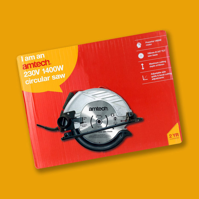 Amtech 1400W Electric Circular Saw with 185mm TCT Saw Blade