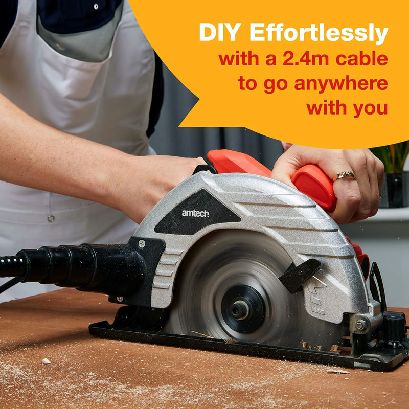Amtech 1400W Electric Circular Saw with 185mm TCT Saw Blade