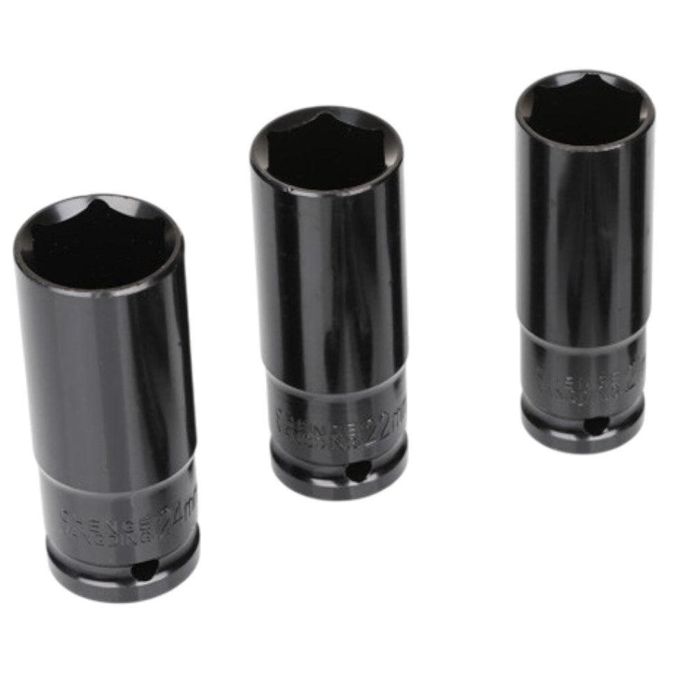 Deep Impact Socket Set Chrome Vanadium (CRV) Steel 10mm-24mm Voche 10PC (1/2 DR)