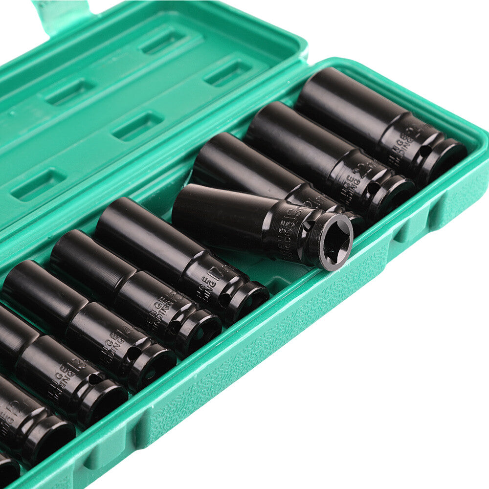 Deep Impact Socket Set Chrome Vanadium (CRV) Steel 10mm-24mm Voche 10PC (1/2 DR)