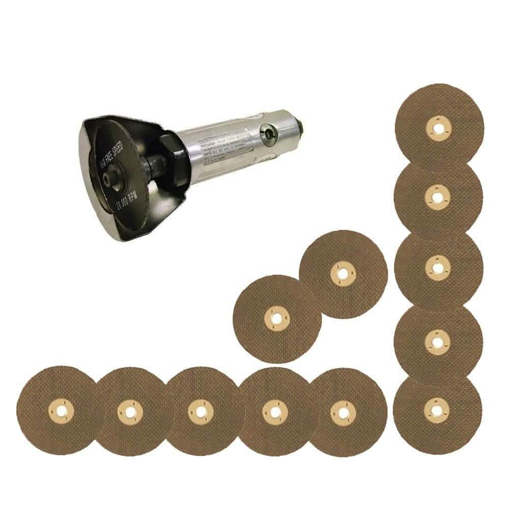 Voche 3" Air Cut Off Tool Grinder Cutter Tools + 12 Cutting Discs - Silver Voche