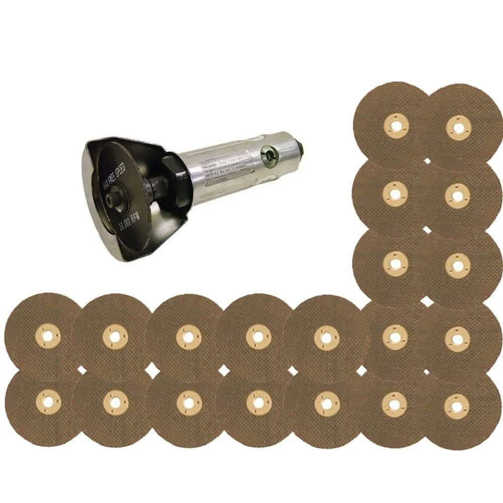 Voche 3" Air Cut Off Tool Grinder Cutter Tools + 20 Cutting Discs - Silver Voche