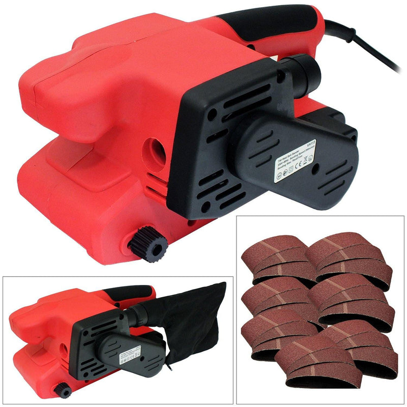 Voche Belt Sander Voche® 730W 76Mm Belt Sander Electric Power Tool Dust Bag & 20 Sanding Belts