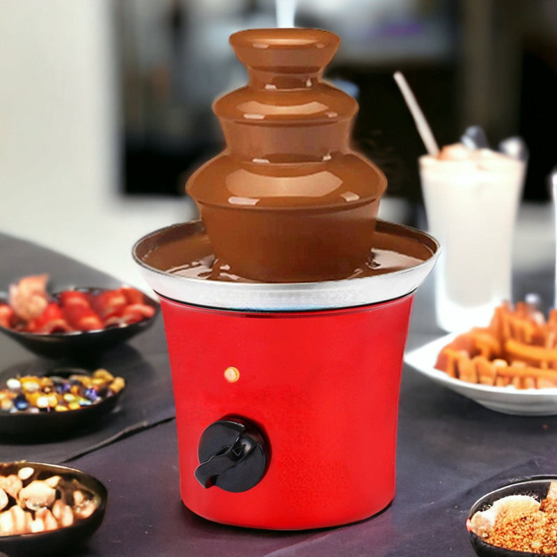 Voche Chocolate Fountain CHOCOLATE FOUNTAIN - MINI STAINLESS STEEL - GIFT FONDUE + DIPPING FORKS