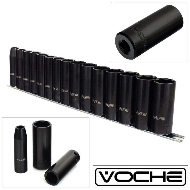 Voche Deep Impact Socket Set Chrome Vanadium (Crv) Steel 10Mm-24Mm Voche 15Pc (1/2 Dr)