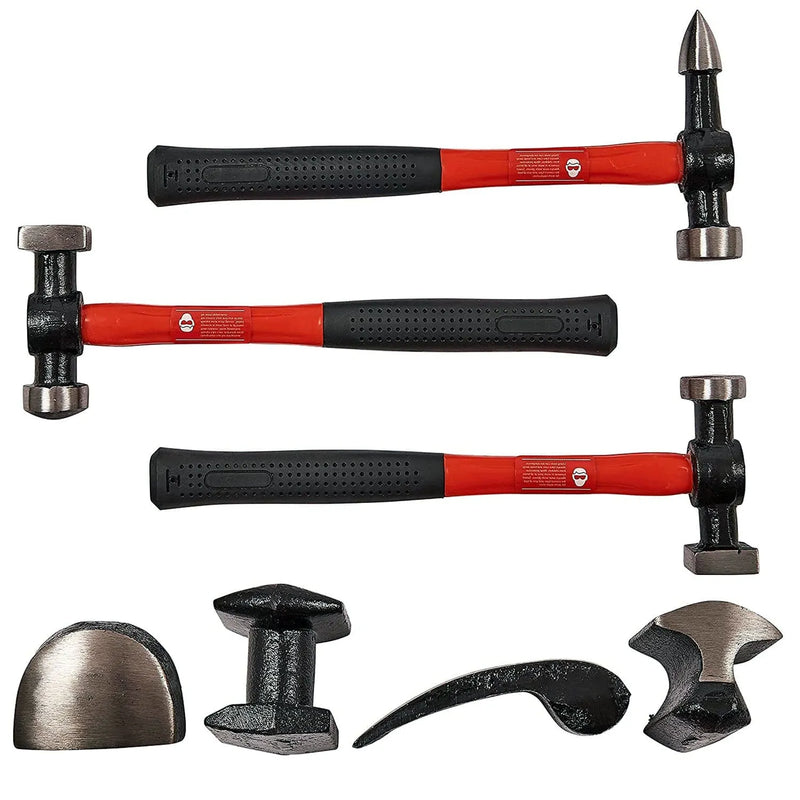 Voche Dent Repair Tools Voche 7pc Dent Removal Body Repair Panel Beating Fibreglass Hammers & Dollies