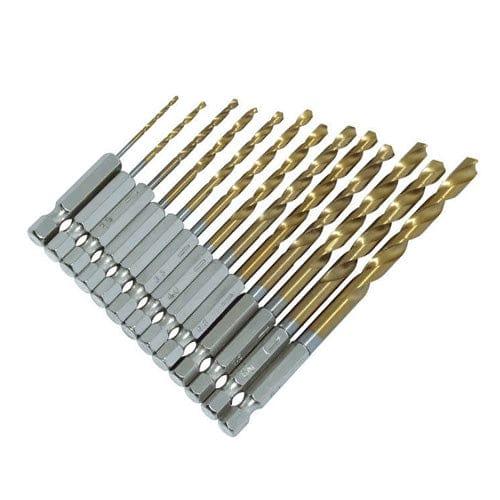 Voche Drill Bits Voche Hss Drill Bit Set 1/4 Hex Shank 1.5-6.5Mm Titanium Coated High Speed 13Pce