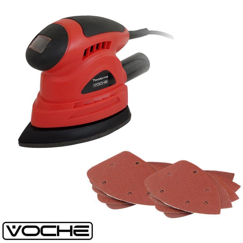 Voche Electric Detail Sander Voche® 105W Electric Palm Detail Sander 12 Hook & Loop Sanding Sheets