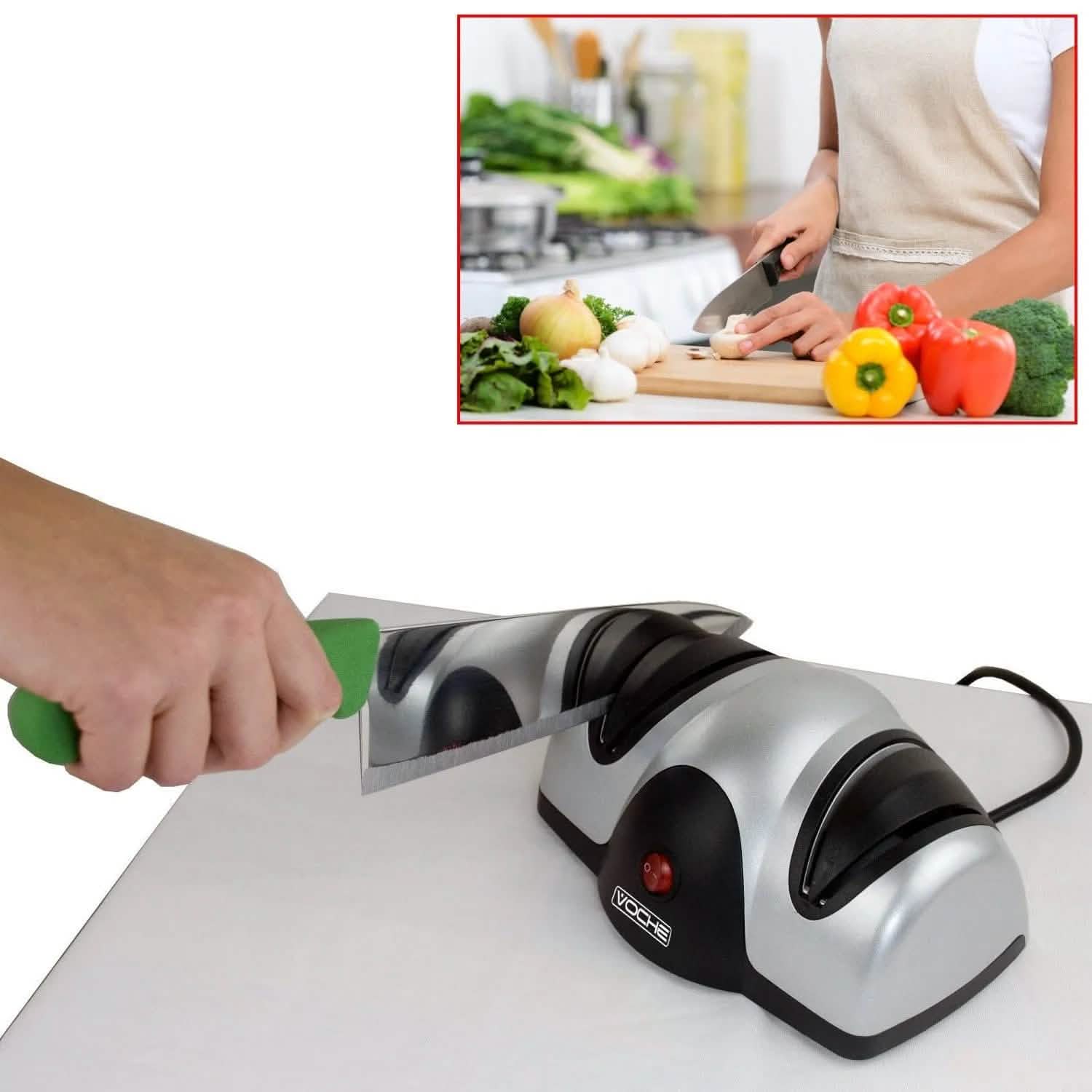 Voche Electric Knife Sharpener Voche® Professional Electric Knife & Scissor Sharpener Honer 2 Stage Sharpening