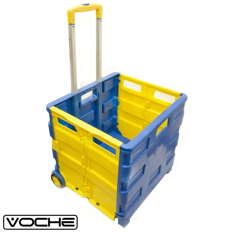 Voche Folding Shopping Cart Voche® Folding Shopping Trolley Cart Foldable Car Boot Storage Box 40Kg Capacity