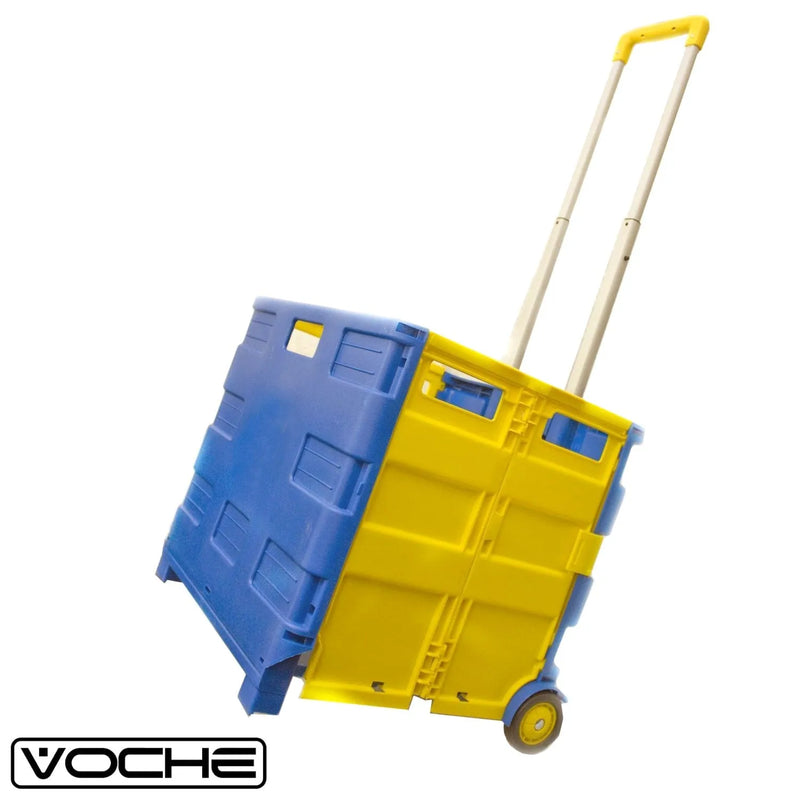 Voche Folding Shopping Cart Voche® Folding Shopping Trolley Cart Foldable Car Boot Storage Box 40Kg Capacity